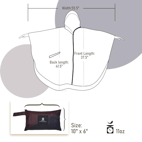 Adults Rain Poncho Waterproof Raincoat Women Gradient Hood with Pocket