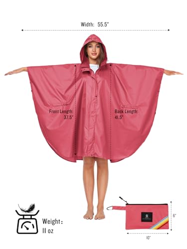 Unisex Rain Poncho Hooded Waterproof Raincoat for Adults Women