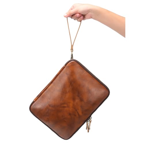 Full Grain Leather Travel Cable Accessories Bag