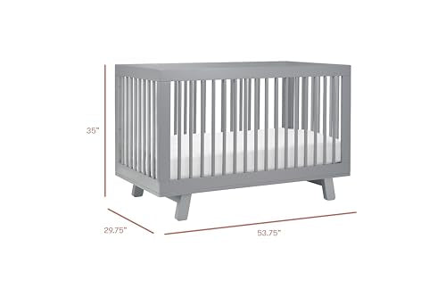 Hudson 3-in-1 Convertible Baby Crib, Grey