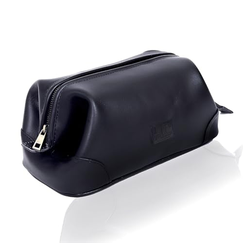 Leather Toiletry Bag for Men Best Gift Premium Genuine Dopp Kit Shaving Kit Organizer Travel Kit Pouch Bag 10 inch Size