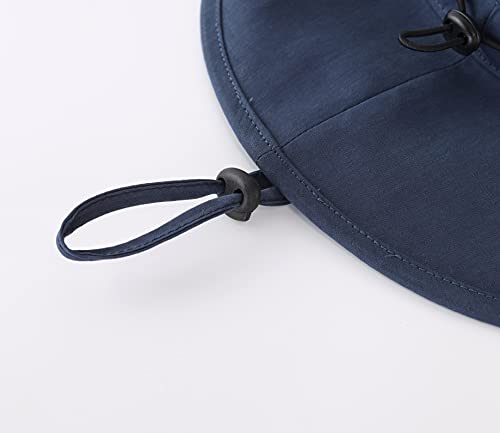 UPF50+ Mens Sun Hat Wide Brim Sun Protection Hat Summer Fishing Hat Navy Blue
