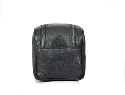 10" Premium Leather Toiletry Travel Pouch With Waterproof Lining