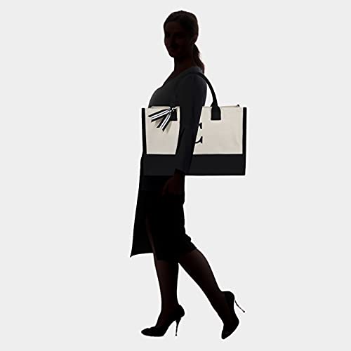 Embroidery Initial Canvas Tote Bag
