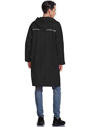 Mens Long Hooded Safety Rain Jacket Waterproof Emergency Raincoat Poncho
