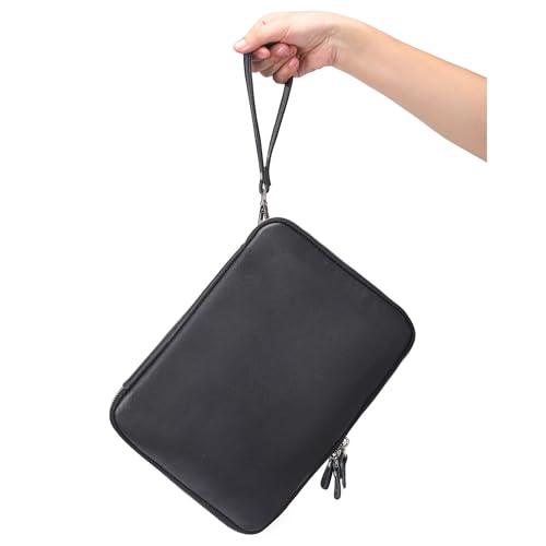 Full Grain Leather Travel Cable Accessories Bag