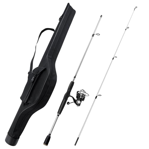 2 Piece Fishing Rod and Spinning Reel Combos with Lures Set Fishing Bag Portable Fishing Rod Kit for Saltwater Freshwater Travel Fishermen Gift (2 Count)