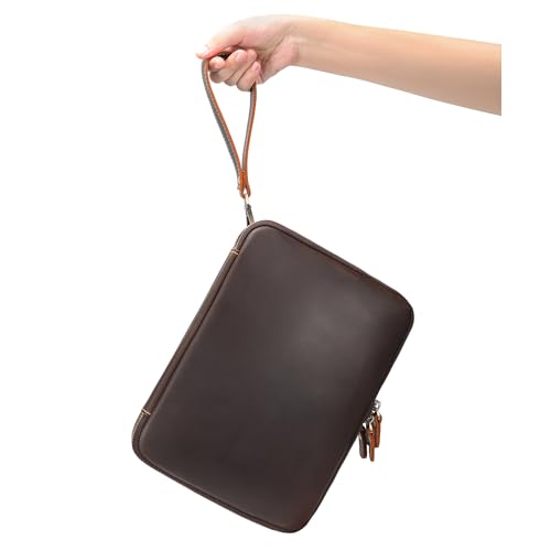 Full Grain Leather Travel Cable Accessories Bag
