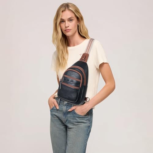 Sling Bag for Women Crossbody Fanny Cross Body Handbag Sling Purse Vegan Leather Trendy Gifts Travel Shoulder Bag Anti Theft Brown