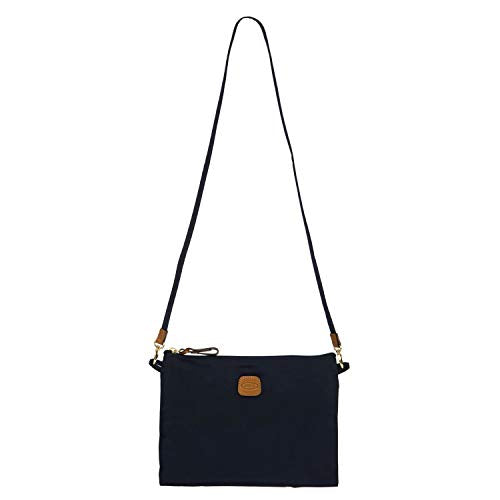 Bric’s X-Bag/X-Travel 2.0 Overnight Weekender Duffel, Water-Resistant Folding Carry-On with Leather Trim, Removable Shoulder Strap and Pass-Through Sleeve - Mini Bag Included – 18 Inch, Navy