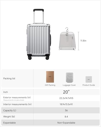 20 Inch Zipperless Carry On Luggage