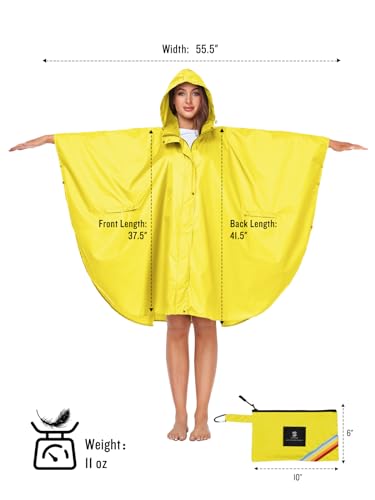 Unisex Rain Poncho Hooded Waterproof Raincoat for Adults Women