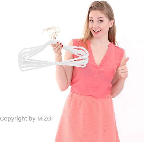 White Velvet Hangers 60 Pack Non Slip Heavy Duty Rose Gold Hooks (60 Count)