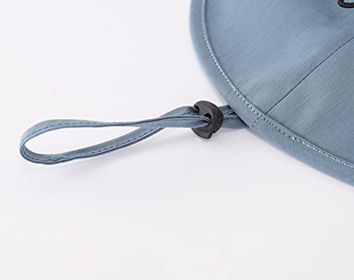 Mens UPF50+ Bucket Sun Hat Wide Brim UV Sun Protection Hat Summer Hat Fishing Cap Blue