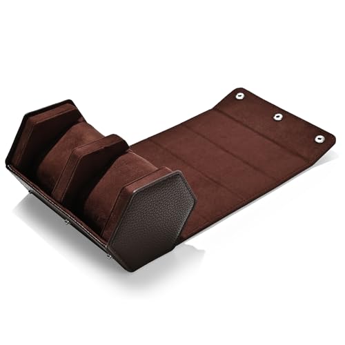 2 Slot Watch Box Brown Hexagonal
