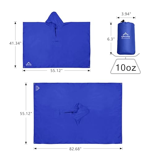 Hooded Rain Poncho Lightweight Waterproof Unisex Raincoat Jacket with Pocket for Men Women Adult