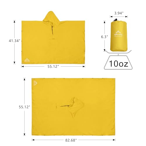 Hooded Rain Poncho Lightweight Waterproof Unisex Raincoat Jacket with Pocket for Men Women Adult