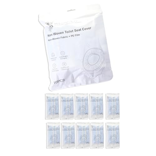 Double-Layer, Elastic Non-Woven Fabric, Disposable Toilet Seat Covers, 10 Individual Pack, Travel, Hotels, Hospital, Home, Public Restroom, Universal Fit, 95% Toilets (10 Count)