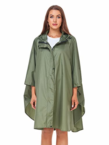 Unisex Rain Poncho Hooded Waterproof Raincoat for Adults Women