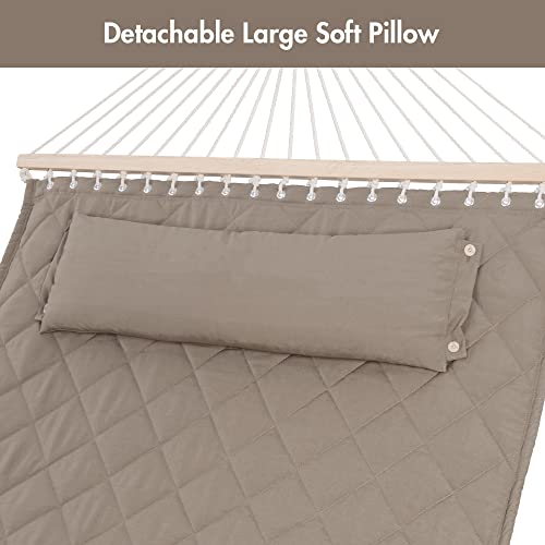 Double Hammock with Spreader Bars and Detachable Pillow
