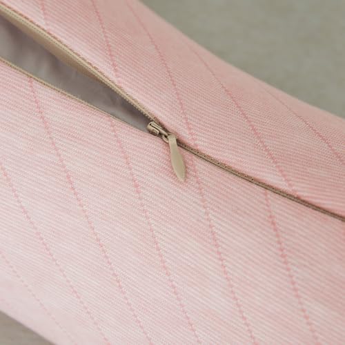 Buckwheat Neck Support Pillow Cervical Neck Cylinder Bolster Pillow Neck Pain Relief Breathable Comfortable for Back and Side Sleepers Round Pillows for Lunch Break Pink