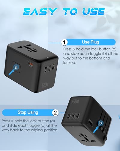 Universal Travel Adapter 120W GaN Fast Charger for Europe UK US