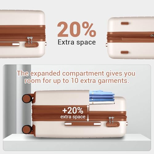 3 Piece Luggage Set carry on 20in Lightweight Travel Suitcase White