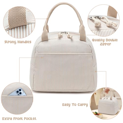 Lunch Bag for Women Men Cute Corduroy Lunch Tote Bags Reusable Insulated Lunch Box Large Capacity Reusable Insulated Cooler for Work Picnic or Travel