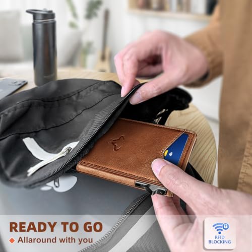 Men Airtag Leather Wallet Metal Case Money Clip