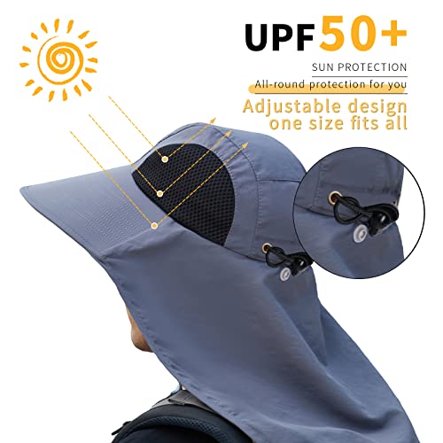 Sun Hat for Men Women with Neck Flap