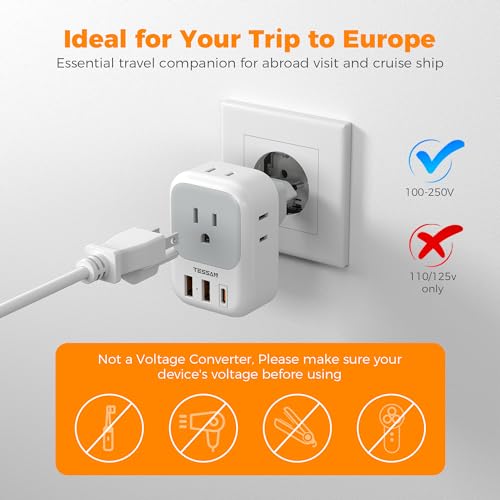 European Travel Plug Adapter 2 Pack (2 Count)