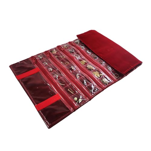 Travel Jewelry Roll Bag Portable Organizer Pouch With Grids&PVC Cover Storage Bags for Necklace