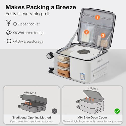 17x14x9 Carry On Luggage Underseat PC Hard Shell Suitcase Top Opening Aluminum Frame Travel Suitcases with Wheels