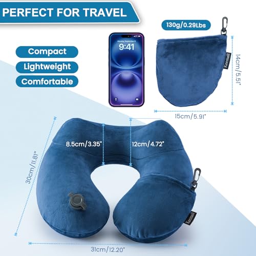 Inflatable Travel Neck Pillow for Airplane to Relieve Neck Pain