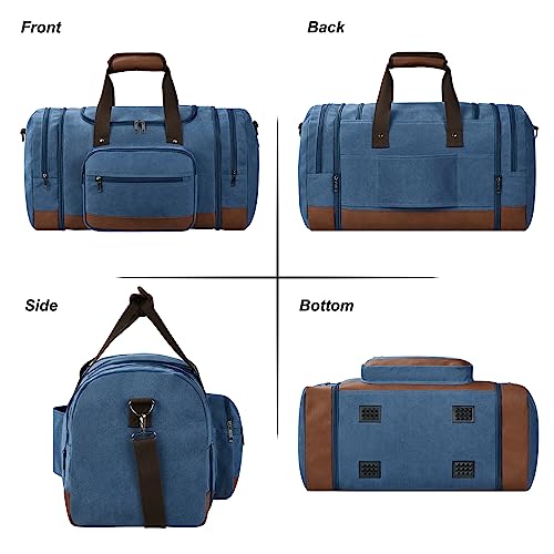 60L Canvas Duffle Bag for Travel Weekend Gym Overnight Carry