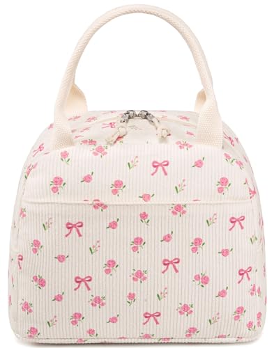 Lunch Bag for Women Men Cute Corduroy Lunch Tote Bags Reusable Insulated Lunch Box Large Capacity Reusable Insulated Cooler for Work Picnic or Travel