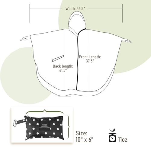 Adult Rain Poncho Waterproof Hooded Zipper Raincoat with Pockets