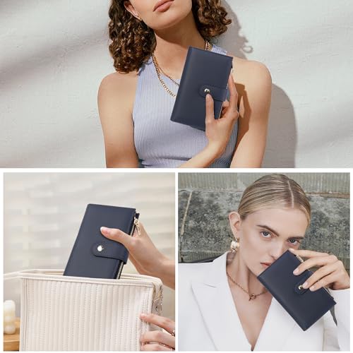 Wallet for Women RFID Blocking Leather Trifold Clutch Wallet Credit Card Holder Ladies Travel Wallet Purse with Passport