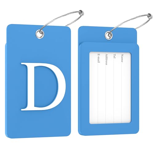 2 Pack Initial Luggage Tags for Suitcases Airplane Travel Essentials (2 Count)