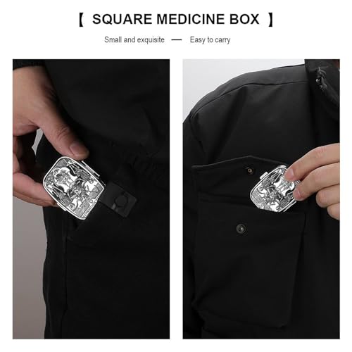 Metal 2 Compartment Pill Organizer Travel Friendly Portable Compact Pill Box Cute Pill Case to Hold Vitamins