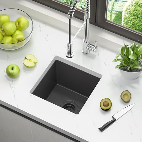 14 x 14 Inch Gloss Black Undermount Kitchen Sink