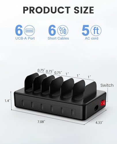 50W 6 Ports Multi Charger Station