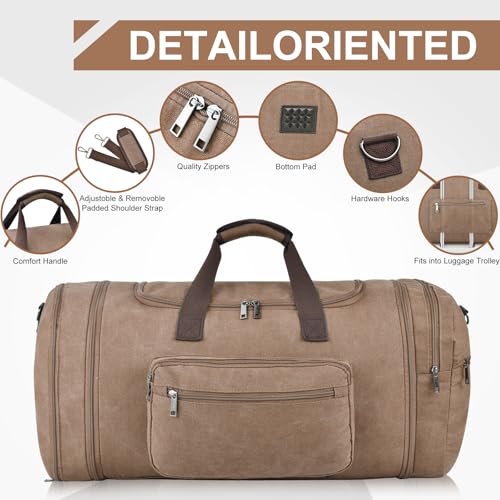 60L Canvas Duffle Bag for Men