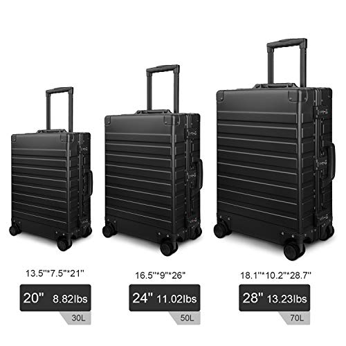 All Aluminum Luggage with TSA Locks Metal Hard Shell Zipperless Spinner Alloy Metal Suitcase
