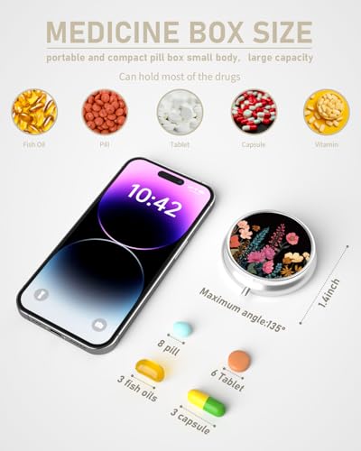 Pill Box 3 Compartment Portable Travel Medicine Box with Mirror