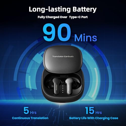 Offline AI Translator Earbuds M3 Language Translator Device Translation Earbuds Real Time Support 144 Languages No Subscription Required