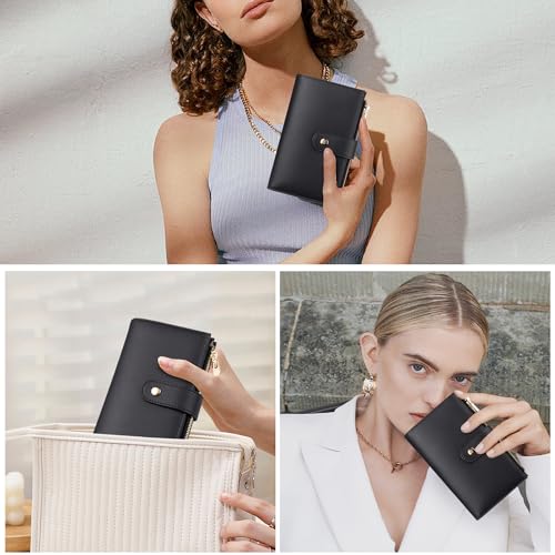 Wallet Women RFID Blocking Leather Trifold Clutch Wallet Credit Card Holder Ladies Travel Wallet Purse with Passport