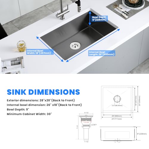 28×20 Inch Undermount Kitchen Sink
