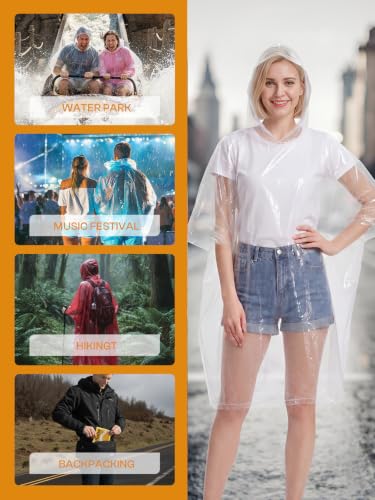 Disposable Adult Rain Ponchos Clear Emergency Raincoat (100 Count)