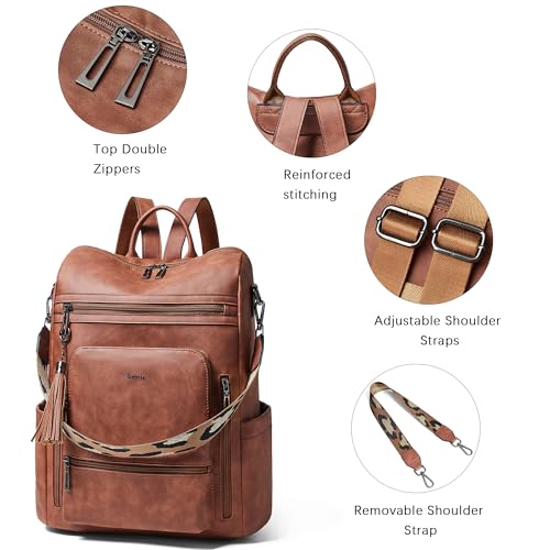 Vegan Leather Laptop Backpack for Women 15.6 inch Work Backpack Fashion Travel Backpack Purse for Business College